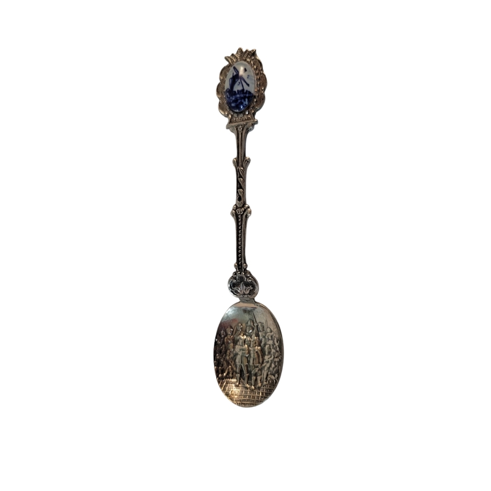 Vintage Holland Windmill Silverplate Embossed Spoon